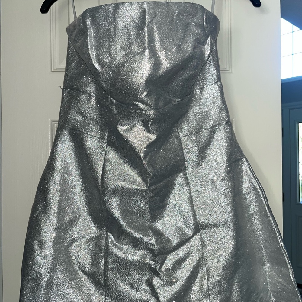 Fashion Nova Shimmering Silver Dress